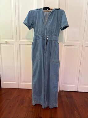 Light Wash Denim Short Sleeve Jumpsuit